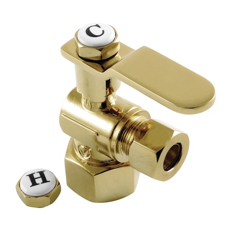 Kingston Brass CA4310PB 1/2" FIP x 3/8" O.D. Comp Angle Stop Valve, Polished Brass CA4310PB